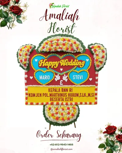 Karangan Papan Bunga Pernikahan di Hilihambawa